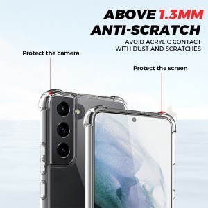 Samsung Galaxy S22 Plus ütésálló átlátszó kemény TPU tok sarokvédelemmel Alphajack