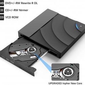 RayCue hordozható külső CD/DVD író/olvasó USB 3.0, Type-C/USB-A csatlakozóval