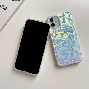iPhone 13 Pro Max TPU tok színjátszó gyémánt mintával, kártyatartóval Alphajack
