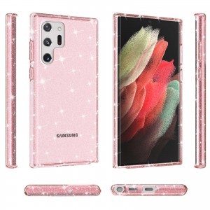 Samsung Galaxy S22 Ultra TPU áttetsző shining tok rose gold Alphajack