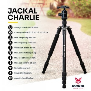 Jackal Charlie fényképező állvány, tripod 164cm-1