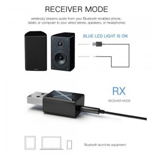 Mini Bluetooth USB-3.5 mm sztereó AUX audio adapter adó/vevő audio-streaming (KN320)