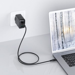 Acefast A13 2 az 1-ben fali töltő 2x USB Type C / USB 65W PD QC 3.0 AFC FCP + töltő kábel fekete-5