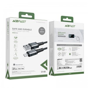 Acefast C1-02 MFI kábel USB - Lightning 2.4A 1,2 m szürke