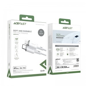 Acefast C2-01  MFI USB Type C - Lightning kábel 1,2m 30W 3A fehér