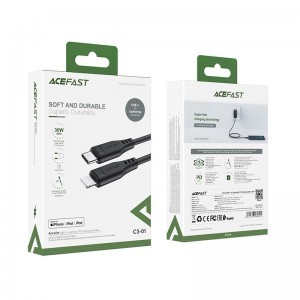 Acefast C3-01 MFI USB Type C - Lightning kábel 1,2m 30W 3A fekete