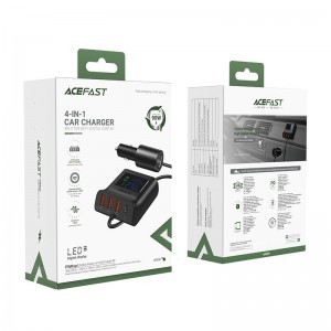Acefast B8 szivargyújtós autós töltőállomás 90W USB Type C / 3x USB PPS PD3.0 QC3.0 AFC FCP fekete