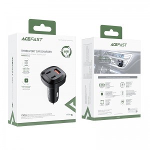 Acefast B3 autós töltő 66W 2x USB Type C / USB PPS Power Delivery Quick Charge 4.0 AFC FCP SCP fekete