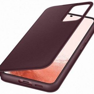 Samsung S22+ Plus Samsung EF-ZS906CEEGEE Smart Clear View gyári fliptok burgundy