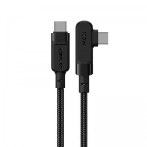 Acefast USB Type-C - USB Type-C kábel döntött fejjel 100W (20V / 5A) 2m fekete
