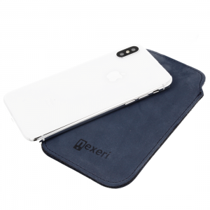 iPhone 13/13 Pro / 12/12 Pro Nexeri Leather Pocket bőr tok XL tengerészkék