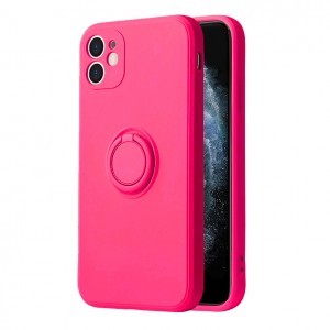 iPhone 12 Vennus szilikon tok hátlapi gyűrűvel rózsaszín