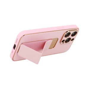 iPhone 13 Pro Tel Protect Luxury bőr tok támasztékkal világos rózsaszín