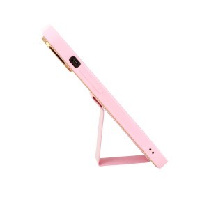 iPhone 13 Pro Tel Protect Luxury bőr tok támasztékkal világos rózsaszín