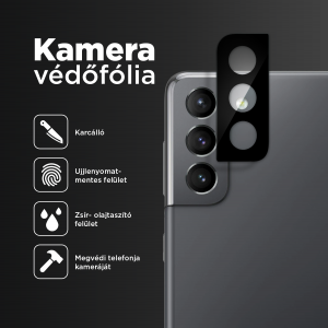 Samsung Galaxy S21+ Plus kamera lencse védő üvegfólia fekete Alphajack 1db