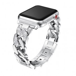 Apple Watch 4/5/6/7/8/SE (38/40/41mm) Luxury V3 fém óraszíj ezüst színű Alphajack