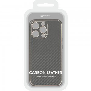 iPhone 13 Tel Protect Leather Carbon szénszál mintás tok fekete