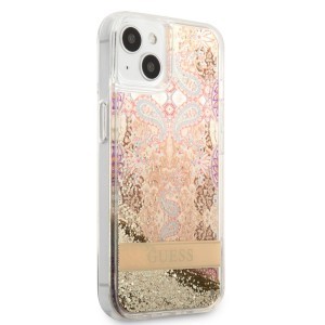 iPhone 13 Mini Guess Liquid Glitter Flower csillámos tok arany