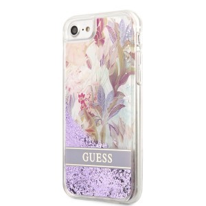 iPhone 7/8/SE 2020/SE 2022 Guess Liquid Glitter Flower csillámos tok lila (GUHCI8LFLSU)