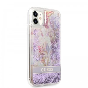 iPhone 11 Guess Liquid Glitter Flower csillámos tok lila (GUHCN61LFLSU)