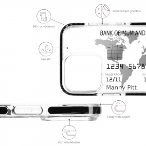 iPhone 11 átlátszó TPU tok Credit Card mintával Alphajack