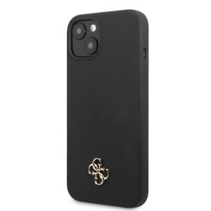 iPhone 13 Guess 4G Szilikon Metal Logo tok fekete (GUHCP13MS4LK)