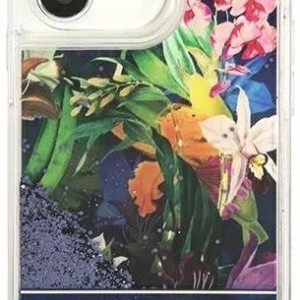 iPhone 13 Pro Guess Liquid Glitter Flower csillámos tok kék (GUHCP13LLFLSB)