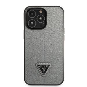 iPhone 13 Pro Guess Saffiano Triangle Logo ezüst