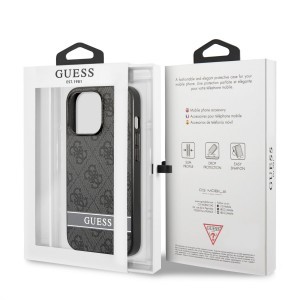 iPhone 13 Pro Guess PU 4G Stripe tok szürke (GUHCP13LP4SNK)