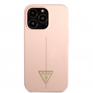 iPhone 13 Pro Max Guess Szilikon Line Triangle tok rózsaszín (GUHCP13XSLTGP)