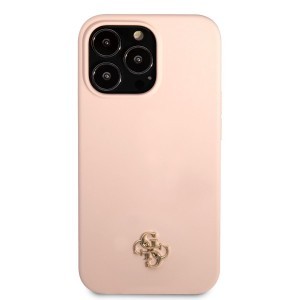 iPhone 13 Pro Max Guess 4G Szilikon Metal Logo tok rózsaszín (GUHCP13XS4LP)