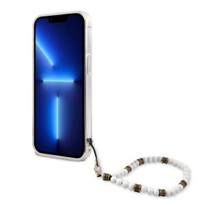 iPhone 13 Pro Max Guess White Pearl tok karpánttal átlátszó (GUHCP13XKPSWH)