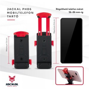 Jackal PH86 mobiltelefon tartó, rögzítő 1/4'' furatokkal (56-86 mm)-2