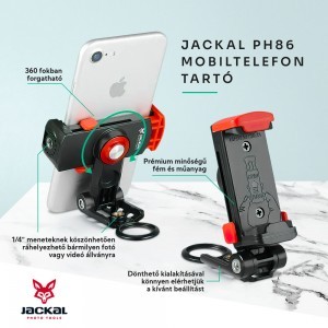 Jackal PH86 mobiltelefon tartó, rögzítő 1/4'' furatokkal (56-86 mm)-5