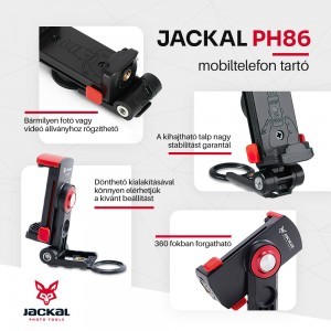 Jackal PH86 mobiltelefon tartó, rögzítő 1/4'' furatokkal (56-86 mm)-4