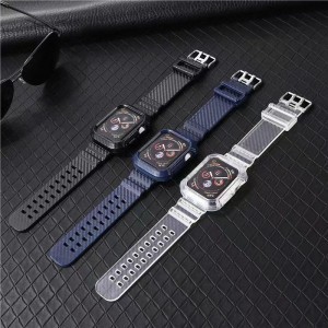 Apple Watch 4/5/6/7/8/SE (38/40/41mm) karbon mintás óraszíj és tok kék