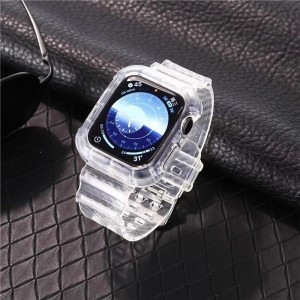 Apple Watch 4/5/6/7/8/SE (38/40/41mm) karbon mintás óraszíj és tok átlátszó
