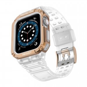 Apple Watch 4/5/6/7/8/SE (42/44/45mm) Rugged Armor óraszíj és tok áttetsző-rose gold