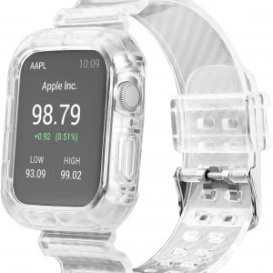 Apple Watch 4/5/6/7/8/SE (38/40/41mm) karbon mintás óraszíj és tok átlátszó