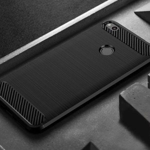 Huawei P40 Lite karbonszál mintás flexibilis TPU tok fekete