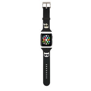 Apple Watch 42/44/45 mm Karl Lagerfeld Karl és Choupette óraszíj fekete (KLAWLSLCKK)