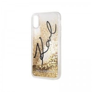 Karl Lagerfeld Signature folyékony flitteres tok iPhone XR áttetsző/arany flitteres