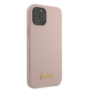 Guess GUHCP12LLSLMGLP Metal Logo szilikon tok iPhone 12 Pro MAX pink