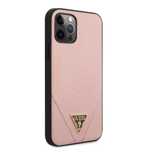 Guess Saffiano V Stitch GUHCP12MVSATMLPI iPhone 12/ 12 Pro pink