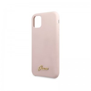 Guess Silicone Vintage iPhone 11 Pro Max tok világos rózsaszín arany logóval (GUE000597)