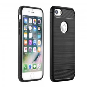 iPhone 11 Pro Forcell carbon mintás tok fekete (Apple logó kivágással)