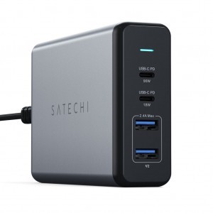 Satechi 108W Type-C MultiPort Travel Charger, hálózati töltő adapter (1x USB-C PD, 2x USB3.0, 1x Qualcomm 3.0) - asztroszürke (ST-TC108WM)