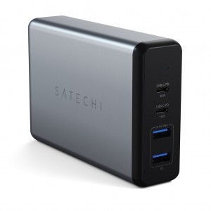 Satechi 108W Type-C MultiPort Travel Charger, hálózati töltő adapter (1x USB-C PD, 2x USB3.0, 1x Qualcomm 3.0) - asztroszürke (ST-TC108WM)