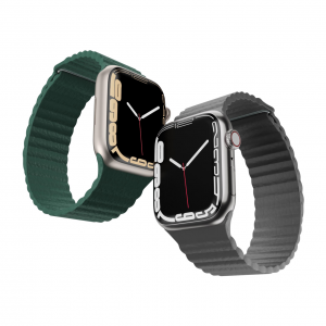 Apple Watch 4/5/6/7/8/SE/Ultra (42/44/45/49mm) Next One bőr óraszíj levélzöld (AW-4244-LTHR-GRN)
