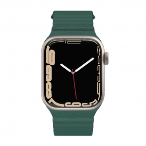 Apple Watch 4/5/6/7/8/SE/Ultra (42/44/45/49mm) Next One bőr óraszíj levélzöld (AW-4244-LTHR-GRN)